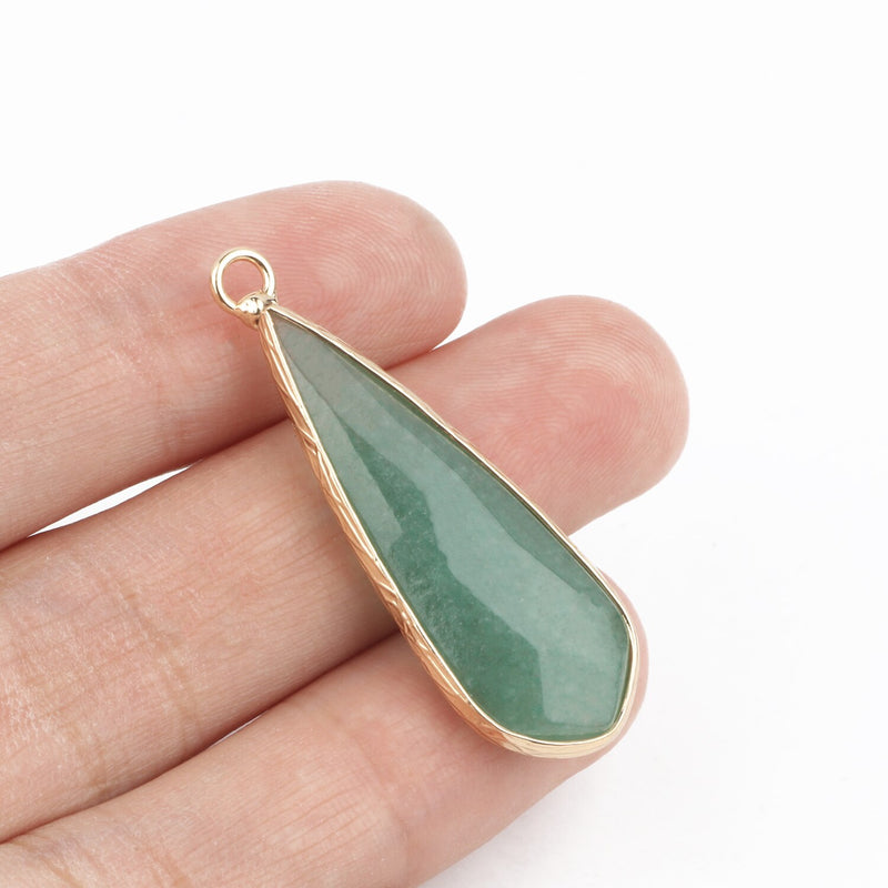 1pc Natural Green Aventurine Jades Pendant Gold Plated Multi Styles Charms Pendants for Necklace Women DIY Jewelry Accessories - KiwisLove