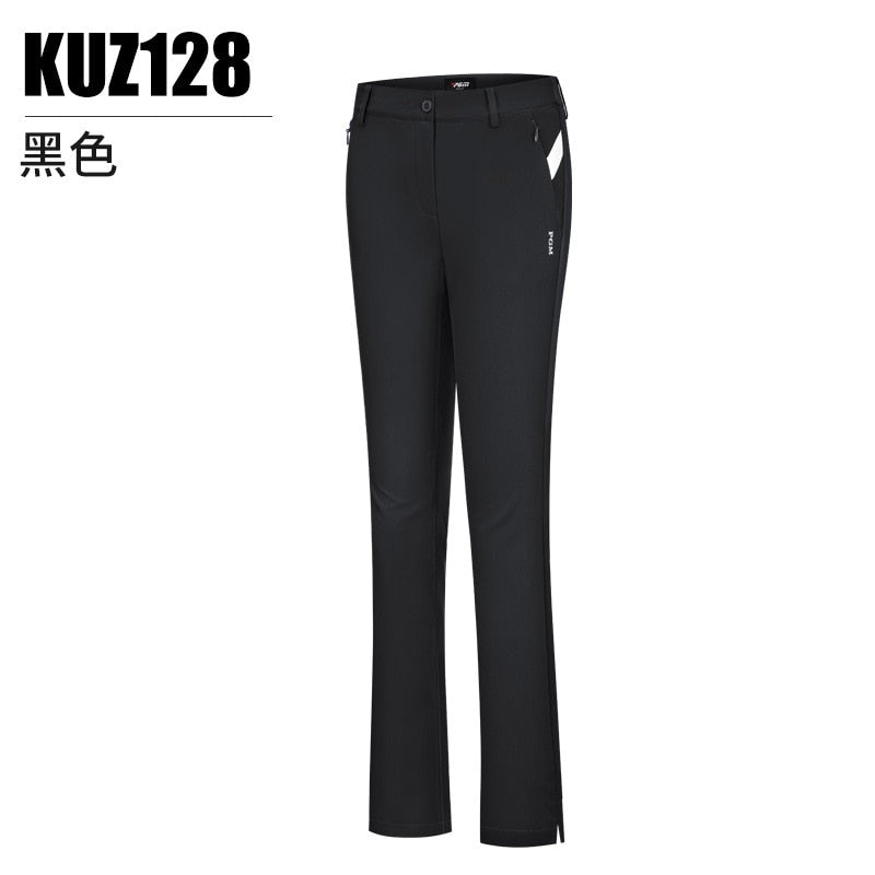 PGM Women Summer Golf Pants Ankles Cropped Fit Slim Elastic Flared Trousers Zip Pocket Waterproof Lady Golf Clothing KUZ128 - KiwisLove