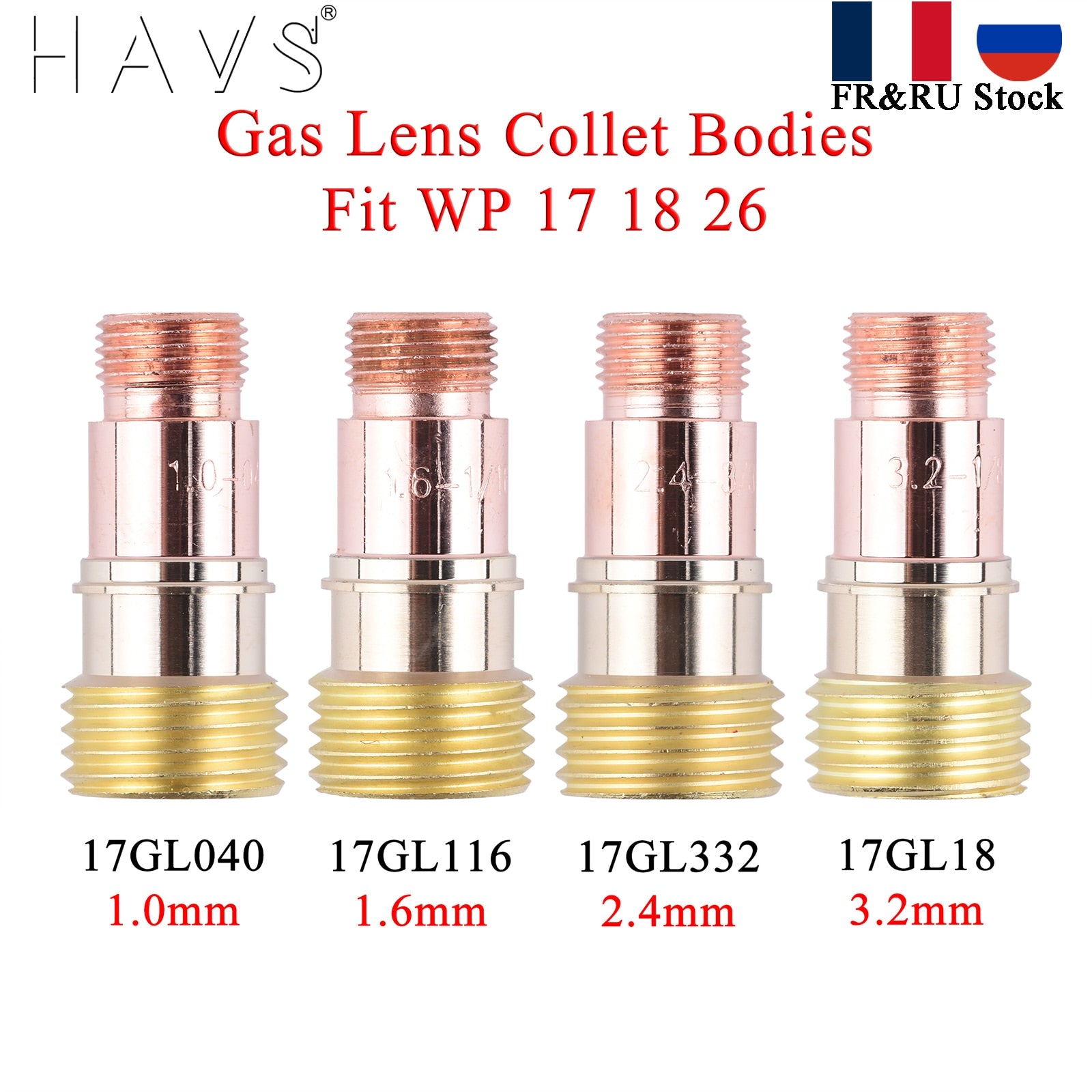 5/10Pcs 1.0/1.6/2.4/3.2mm TIG Stubby Gas Lens Collet Body 17GL040 17GL116 17GL332 17GL18 For TIG WP17/18/26 Welding Torch Kit - KiwisLove