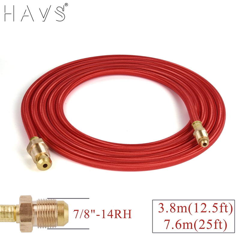 3.8m(12.5ft)/7.6m(25ft)Power Cable Gas Red Hose TIG Welding Torch WP26 Series 250A 7/8&quot;-14RH Male