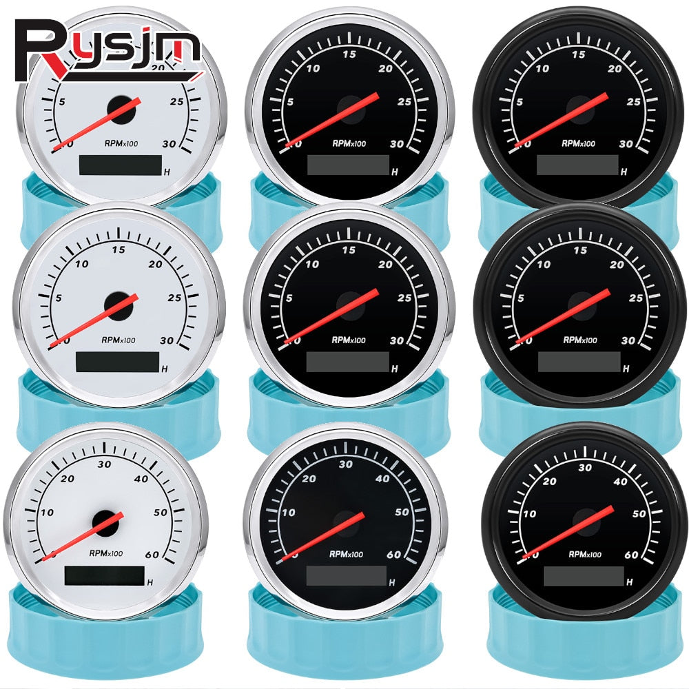HD 85mm Tachometer For Marine Boat Motorcycle Car 3000 4000 6000 7000 8000 RPM Tacho Gauge With LCD Hourmeter Blue Shell - KiwisLove