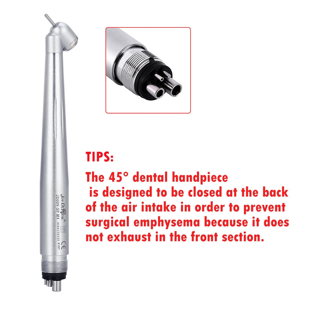Dental 45 Degree Standard Push Button High Speed  45° Surgical Handpiece Single Way Spray 2 / 4Hole For Block Tooth/Wisdom - KiwisLove
