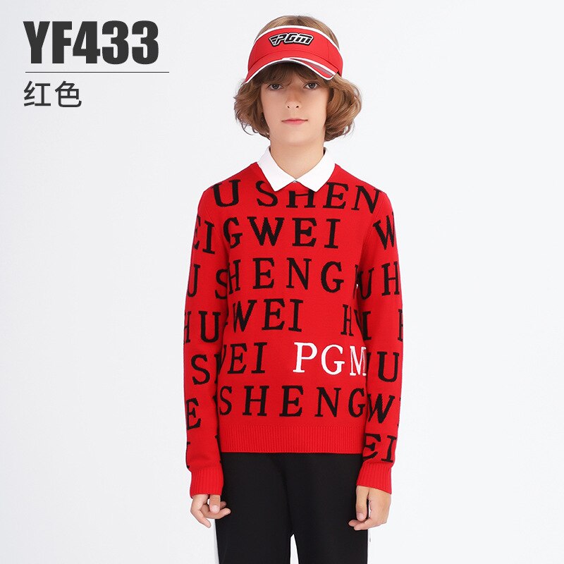 PGM Autumn Winter Golf Clothing Boys Sweater Round Neck Thick Mercerized Wool Warm Long-sleeved T-shirt YF433 - KiwisLove