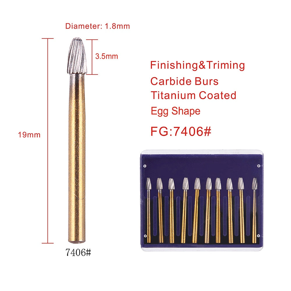 10pcs/Pack FG Dental Tungsten Carbide Bur Drill Round Type for High Speed Handpiece Dia.1.6mm - KiwisLove
