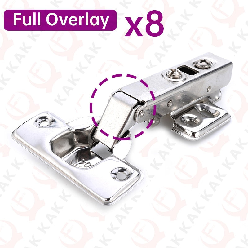 KAK 8 Pieces Stainless Steel Cabinet Hinges Soft Closing Hydraulic Door Hinge Damper Buffer Kitchen Cabinet Furniture Hardware - KiwisLove