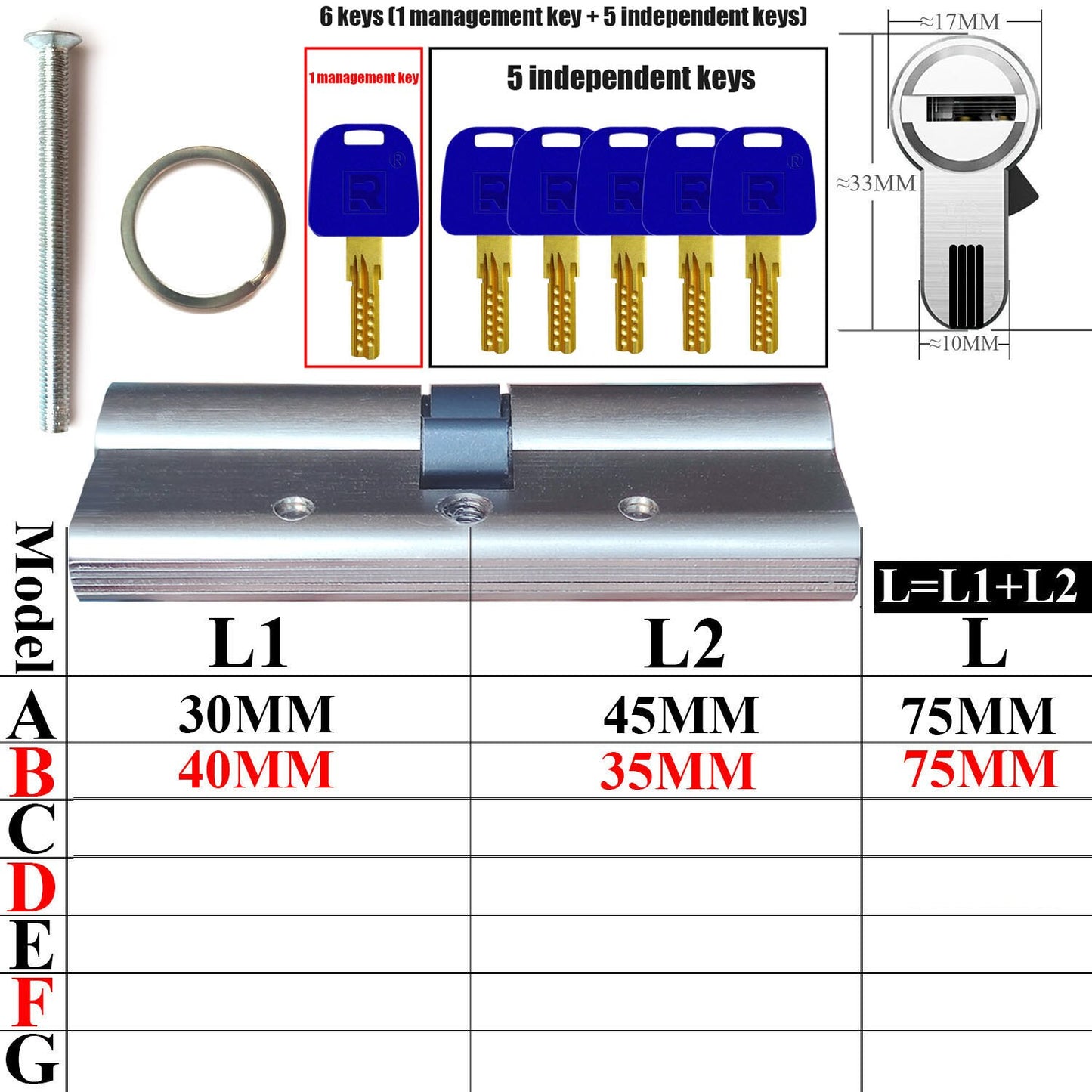 Customized lock cylinder management key and independent key, one key opens all locks, each lock has its own separate key - KiwisLove