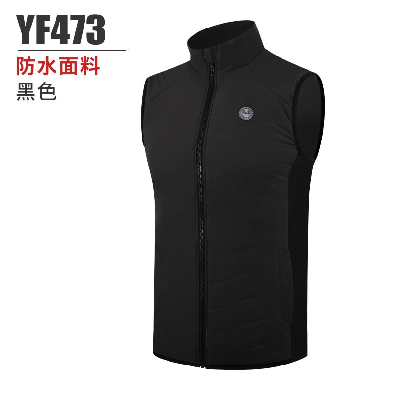 PGM Men&#39;s Golf Warm Sleeveless Vest Autumn Winter Stand Collar Golf Men Plus Cotton Windproof Sportswear Apparel  YF473 - KiwisLove