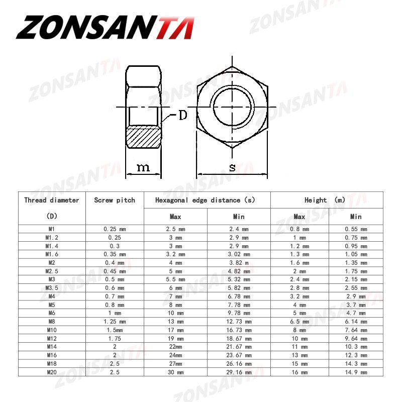 10000Pcs Metric 304 Stainless Steel Hex Hexagon Nut DIN934 M1 M1.2 M1.4 M1.6 Screw wholesale Nuts - KiwisLove