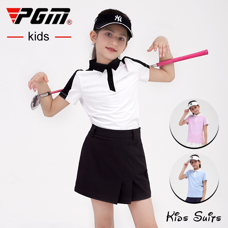PGM Golf Kid Clothing Summer Girls Golf T-Shirt Short Sleeve Golf Shirts Comfortable And Breathable Tops Golf Apparel S-XL YF412 - KiwisLove