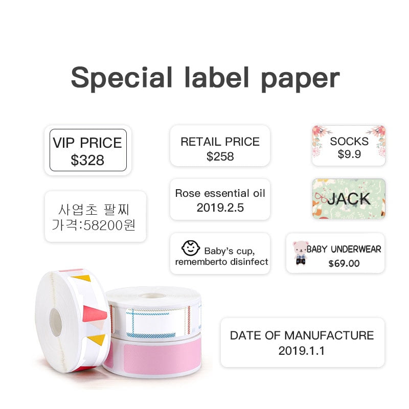 Niimbot Pocket Printer Labels Tape Printer Maker for Stickers D110 D11 D101 Labeling Self-adhesive Label Paper For Home Office - KiwisLove