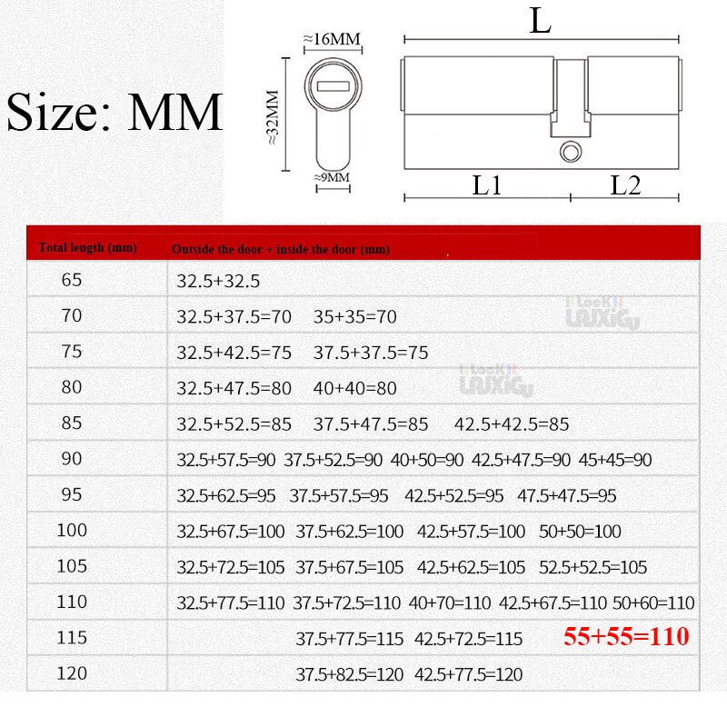 12/8 key Super anti-theft door cylinder lock entry door cylinder lock outdoor door lock home lock door lock lock cylinder - KiwisLove