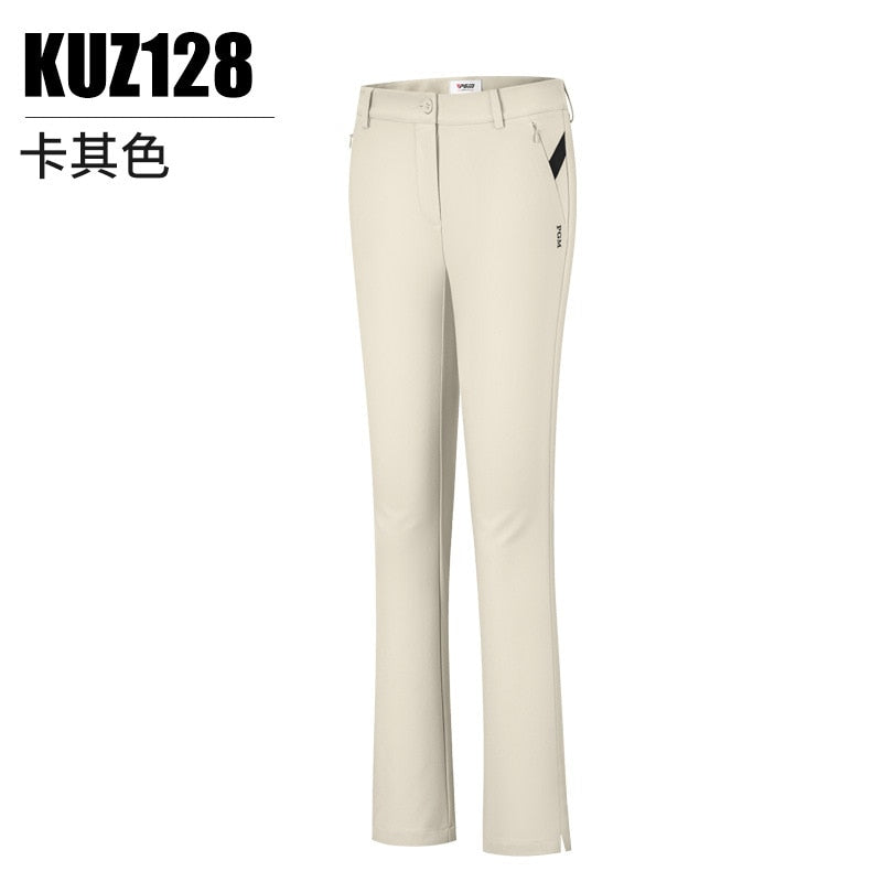PGM Women Summer Golf Pants Ankles Cropped Fit Slim Elastic Flared Trousers Zip Pocket Waterproof Lady Golf Clothing KUZ128 - KiwisLove