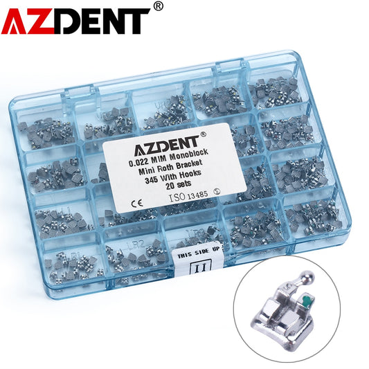 20Sets=400Pcs AZDENT Dental Orthodontic MIM Monoblock Bracket Braces Mini Roth/MBT Whole Casting Process - KiwisLove