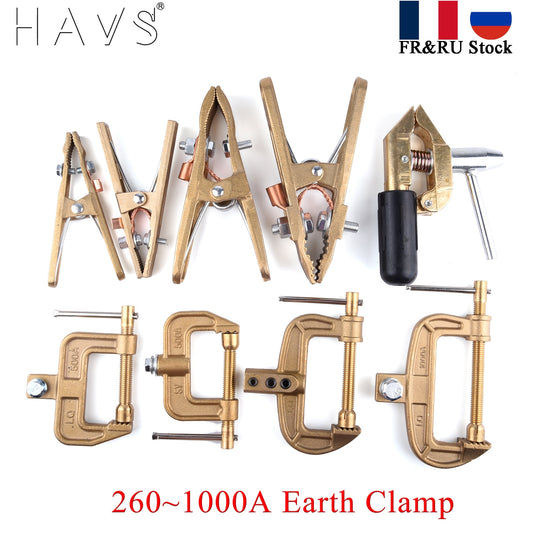 Welding Ground Clamp 260/300/500/600/800/1000A Heavy Duty Brass A/C Type Screw Earth Clip For TIG/MIG/MMA Welding Plasma Machine - KiwisLove