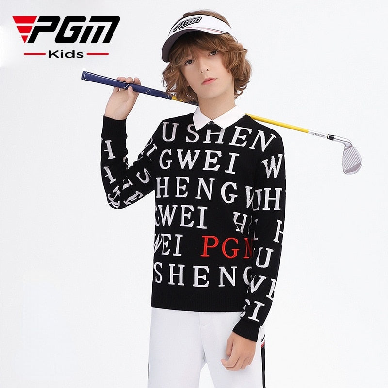 PGM Autumn Winter Golf Clothing Boys Sweater Round Neck Thick Mercerized Wool Warm Long-sleeved T-shirt YF433 - KiwisLove
