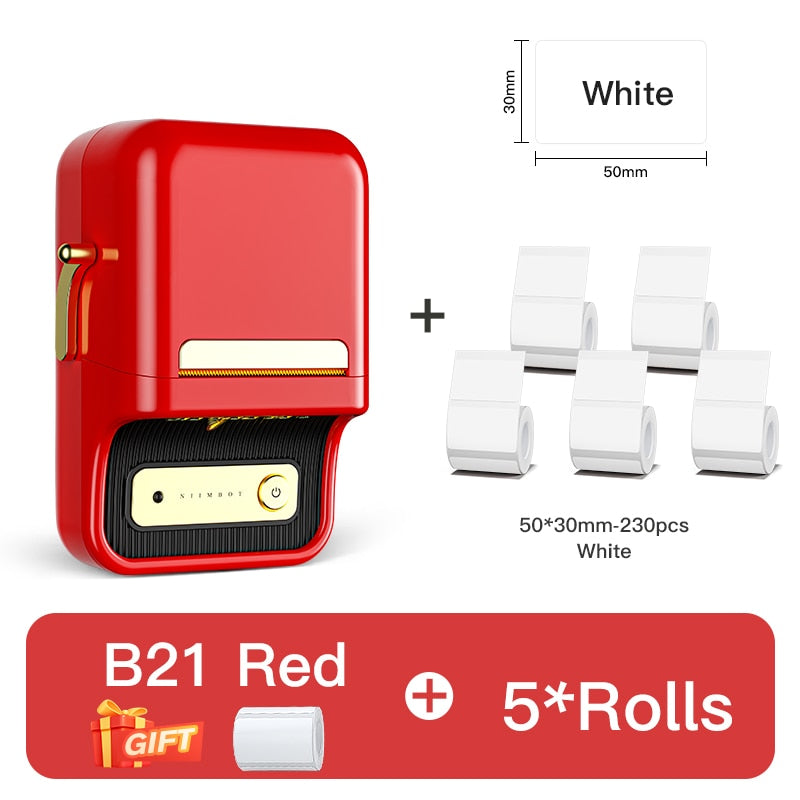 NiiMbot B21 Barcode Label Maker Wireless Thermal Printer for Home Office Commercial Pocket Mini Bluetooth Printer - KiwisLove