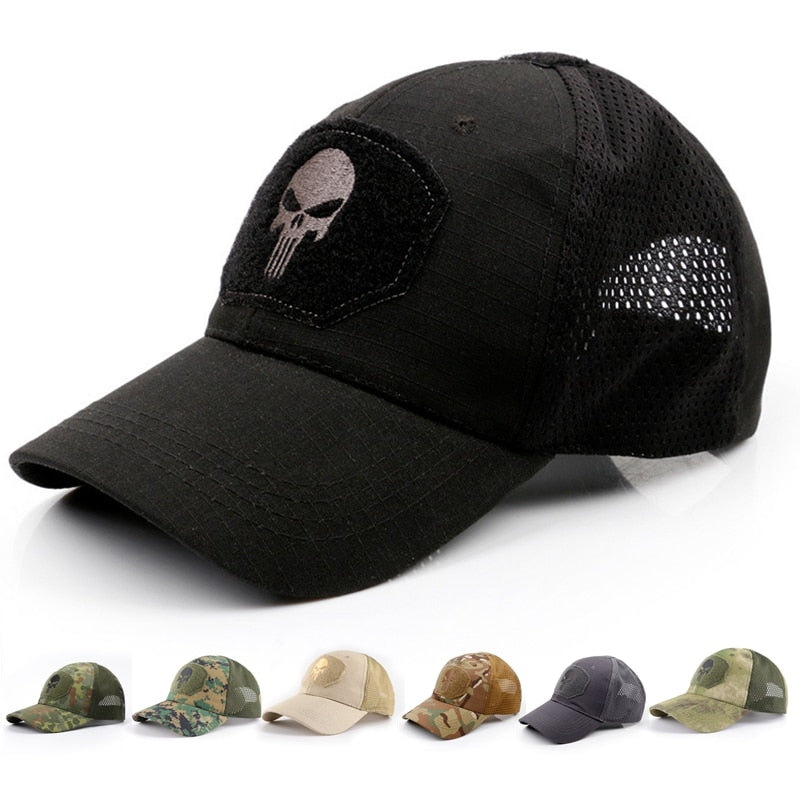 Outdoor Hunting Camouflage Fishing Mesh Skull Baseball Cap Tactical Military Sports Hat for Men Women Camping Hiking Cycling - KiwisLove