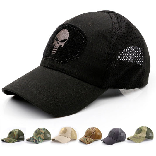 Outdoor Hunting Camouflage Fishing Mesh Skull Baseball Cap Tactical Military Sports Hat for Men Women Camping Hiking Cycling - KiwisLove