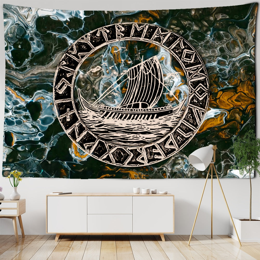 Viking Retro Mysterious Raven Tapestry Wall Hanging Boho Hippie Tarot Witchcraft Living Room Bedroom Home Decor - KiwisLove
