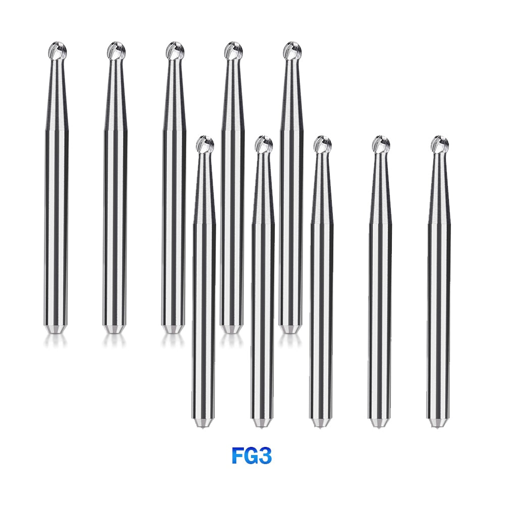 10pcs/Pack FG Dental Tungsten Carbide Bur Drill Round Type for High Speed Handpiece Dia.1.6mm - KiwisLove