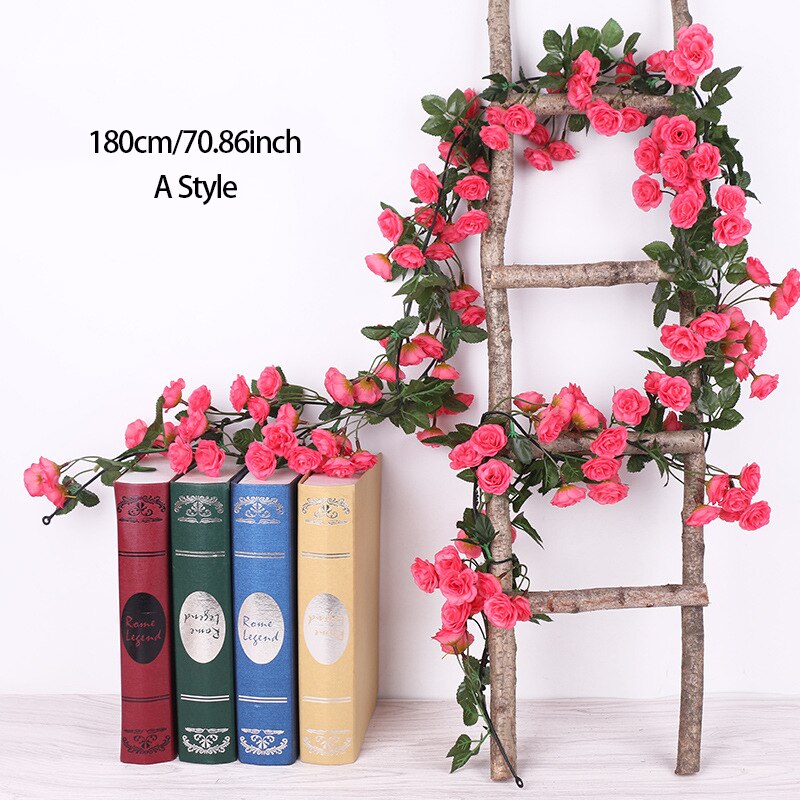 3pc Long Artificial Wedding Arch Flower Garland Silk Wall Hanging Rattan Plastic Vine Home Living Room Window Decor Autumn Plant - KiwisLove