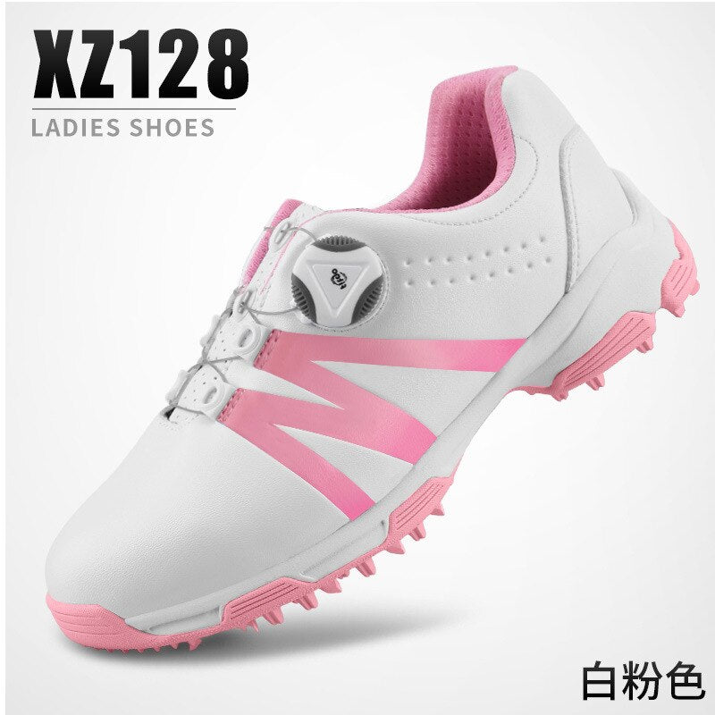 PGM Women Golf Shoes Waterproof Lightweight Knob Buckle Shoelace Sneakers Ladies Breathable Non-Slip Trainers Shoes XZ128 - KiwisLove