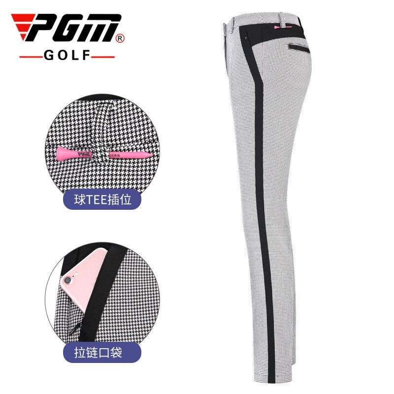 PGM Autumn Golf Clothing Women Plaid Pants Winter Sports Trousers Women&#39;s Slim Warm Sweatpant High Waist Can Put Golf Tee KUZ119 - KiwisLove
