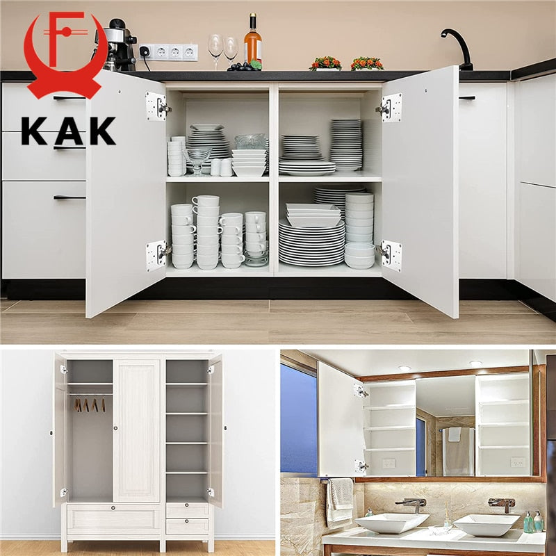 KAK 8pcs Hinge Repair Plate Brushed Stainless Steel Cabinet Hinge Fixing Plate Bracket Kit with Mounting Screws Door Hardware - KiwisLove