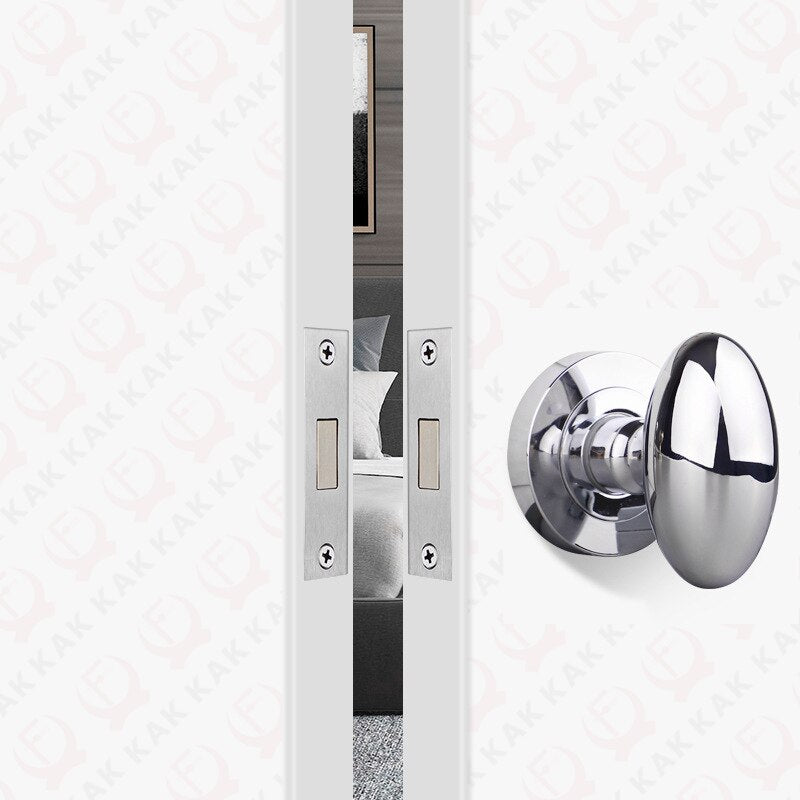 KAK Black Zinc Alloy Hidden Door Lock Invisible Corridor Sliding Door Handle Lock Keyless Mechanical Lock Door Latch Hardware - KiwisLove