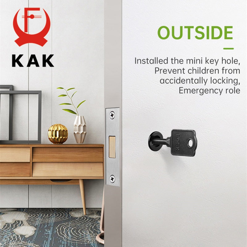 KAK Black Zinc Alloy Hidden Door Lock Invisible Corridor Sliding Door Handle Lock Keyless Mechanical Lock Door Latch Hardware - KiwisLove