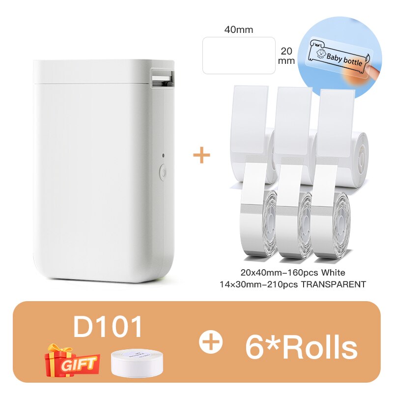 NiiMbot D101 Portable Pocket Label Maker Mini Wireless Inkless Label Printer for Phone Tablet Office Home Organization D11 Plus - KiwisLove