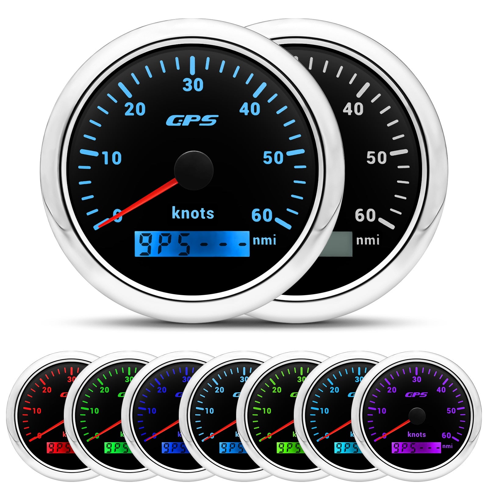 New GPS Speedometer 7 Color Backlight Motorcycle Car Boat Speed Meter 60 km/h 30 knots 120MPH Speedometers With GPS Sensor - KiwisLove