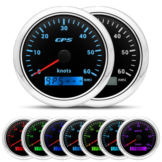 New GPS Speedometer 7 Color Backlight Motorcycle Car Boat Speed Meter 60 km/h 30 knots 120MPH Speedometers With GPS Sensor - KiwisLove