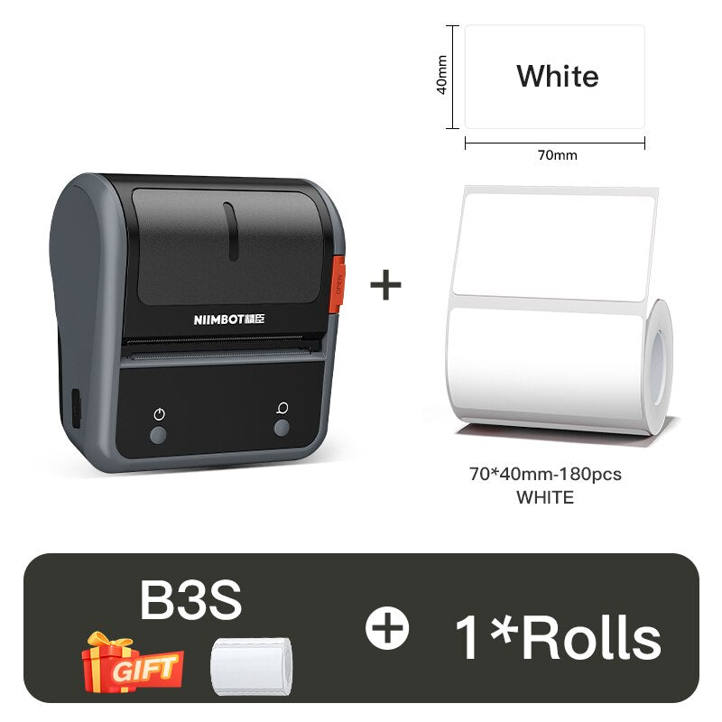 NIIMBOT B3S Portable Thermal Printer Barcode Self-adhesive Pocket Label Printer Mini Sticker Maker ForJewelry Clothing Commercia - KiwisLove