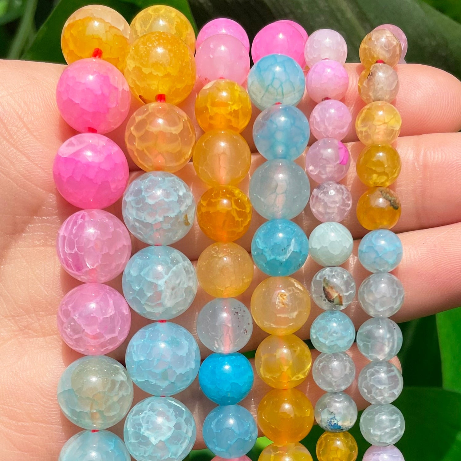 Natural Morganite Dragon Veins Agates Stone Round Loose Spacer Beads for Needlework Jewelry Making DIY Bracelet Accessories - KiwisLove