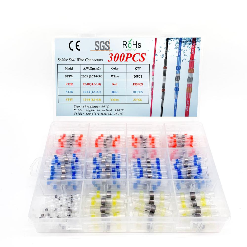 50~ 300PCS Solder Seal Wire Connectors, Heat Shrink Butt Connector, Waterproof Insulated Butt Splice Wire Terminals for Car Boat - KiwisLove