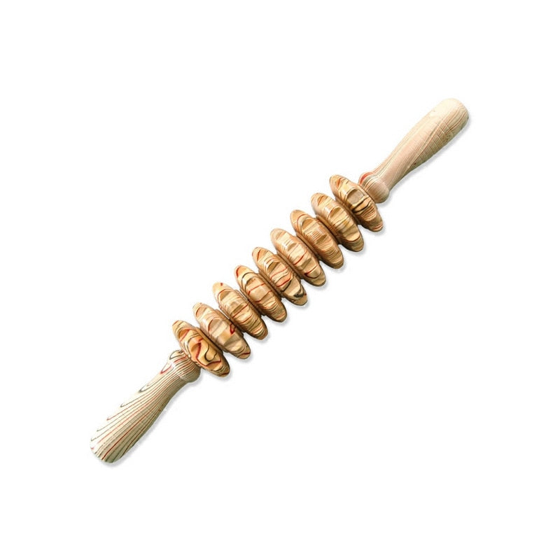 9-Wheel Wooden Abdomen Massager Multifunctional Fitness Roller Stick Muscle Relax Tool Body Anti Cellulite waist Massage - KiwisLove