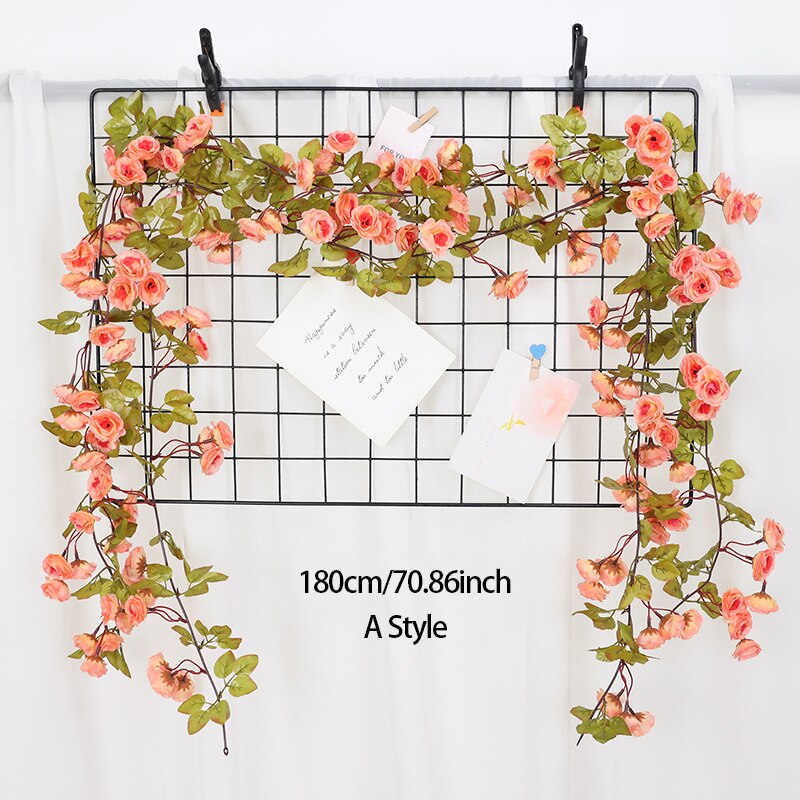 3pc Long Artificial Wedding Arch Flower Garland Silk Wall Hanging Rattan Plastic Vine Home Living Room Window Decor Autumn Plant - KiwisLove