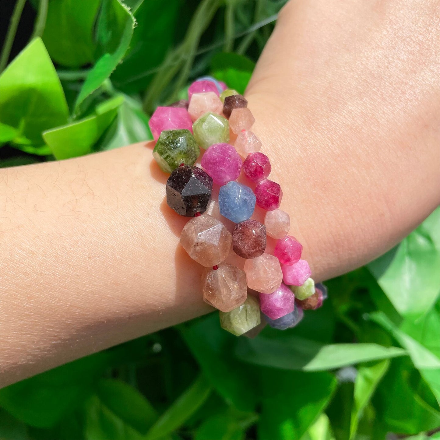 Natural Faceted Tourmaline Stone Round Loose Spacer Beads for Jewelry Making Needlework Diy Charms Bracelet 15&#39;&#39;inches 6 8 10mm - KiwisLove