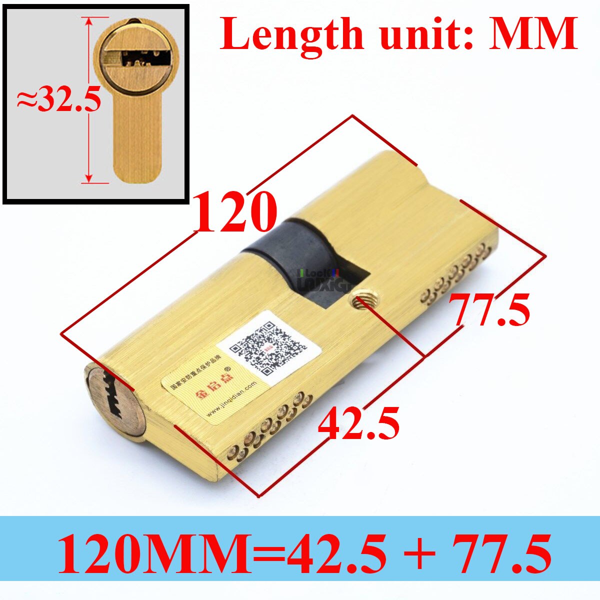 65-120MM Cylinder Hardware Door Skew Lock,  Elongated Core Anti-theft Entry Brass Door Lock Cylinder door Lock cylinder 8 keys - KiwisLove