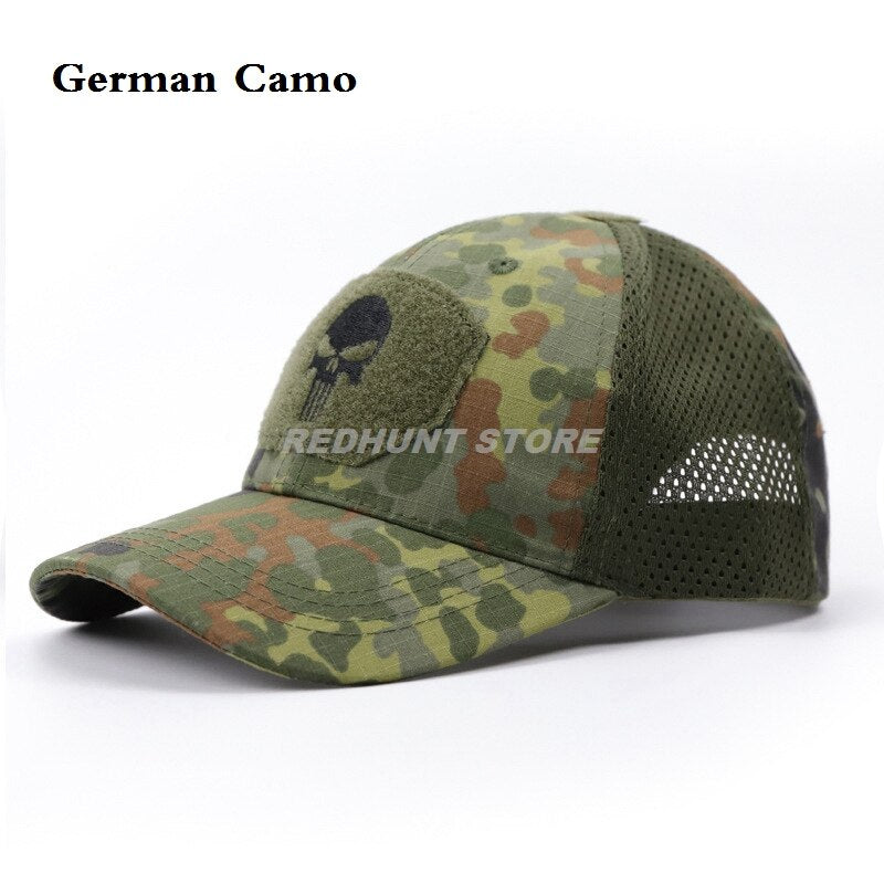 Outdoor Hunting Camouflage Fishing Mesh Skull Baseball Cap Tactical Military Sports Hat for Men Women Camping Hiking Cycling - KiwisLove
