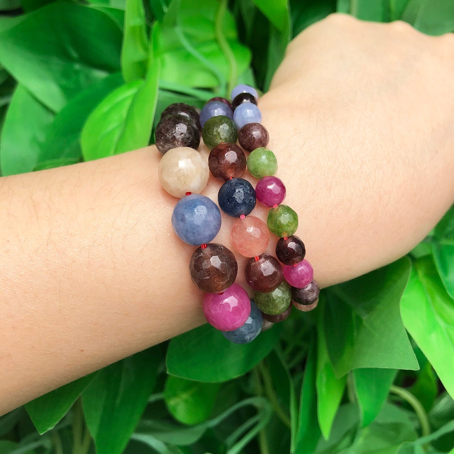 Natural Stone Beads Faceted Colorful Tourmaline Round Loose Spacer Beads Diy Handmade Bracelet for Jewelry Making Accessories - KiwisLove
