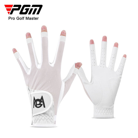 PGM 1 Pair Women&#39;s Fingerless Golf Gloves Palm Anti-Slip Texture PU Mesh Breathable Ladies Golf Glove ST028 - KiwisLove