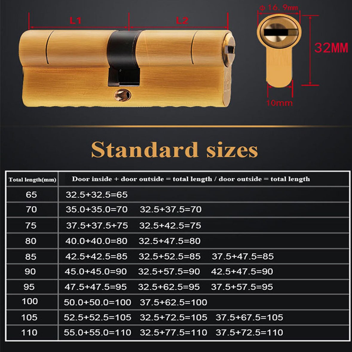 European standard cylinder lock cylinder door lock key lock anti-theft door lock entry door cylinder lock outdoor door lock - KiwisLove