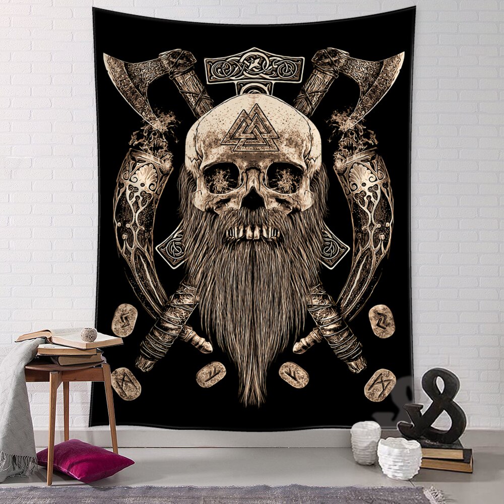 Viking Retro Mysterious Raven Tapestry Wall Hanging Boho Hippie Tarot Witchcraft Living Room Bedroom Home Decor - KiwisLove