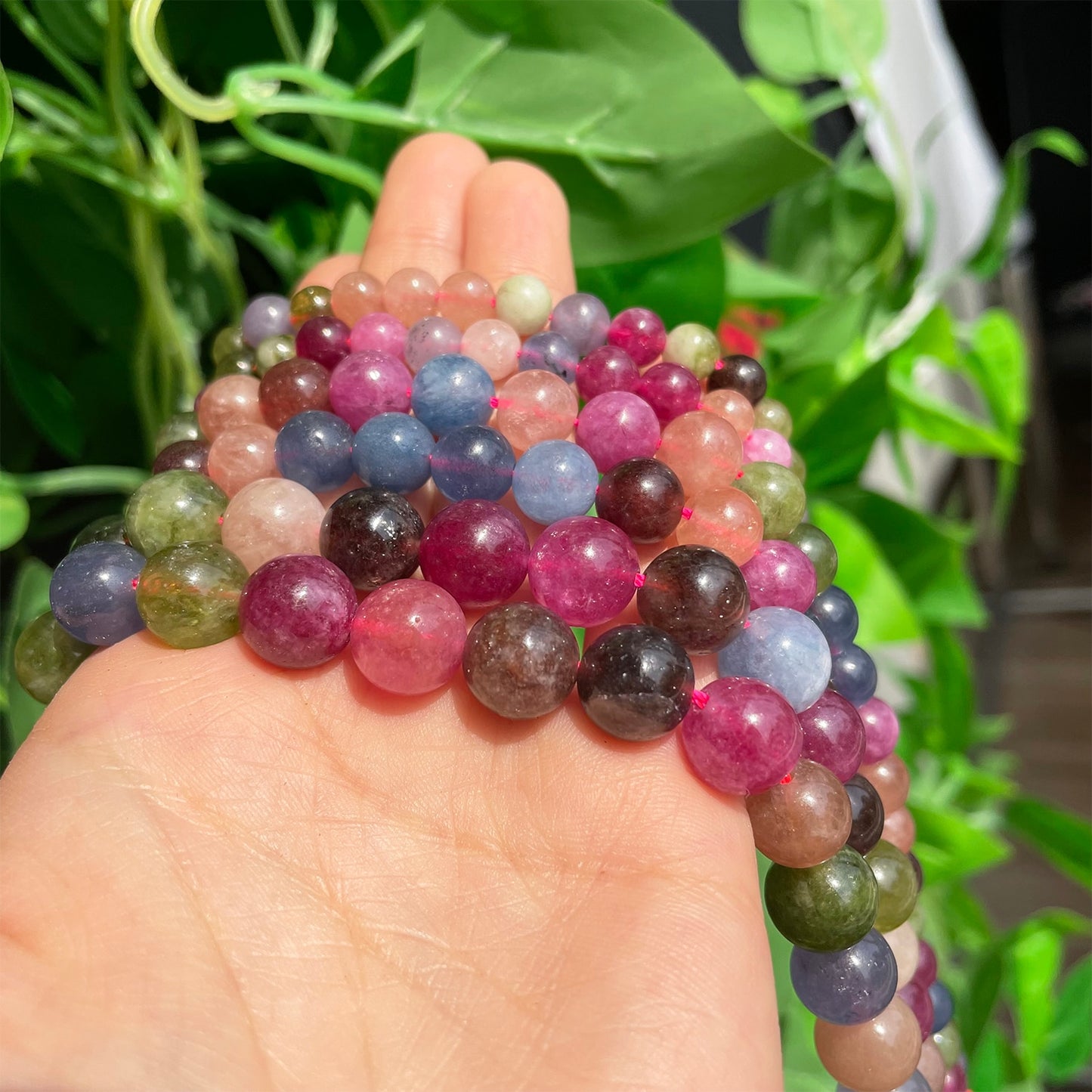 6 8 10mm Colorful Tourmaline Stone Beads Round Natural Loose Beads for Jewelry Making Needlework Diy Charms Bracelet Accessories - KiwisLove