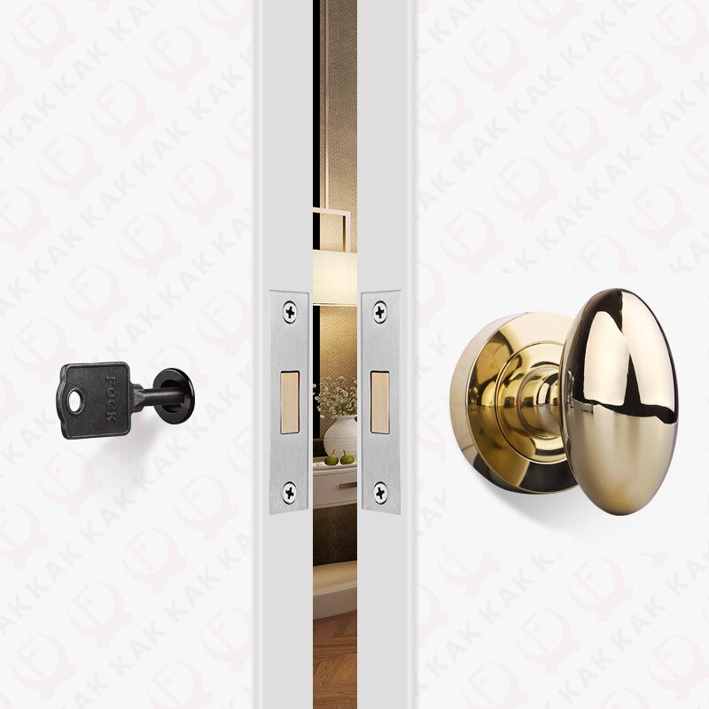 KAK Black Zinc Alloy Hidden Door Lock Invisible Corridor Sliding Door Handle Lock Keyless Mechanical Lock Door Latch Hardware - KiwisLove