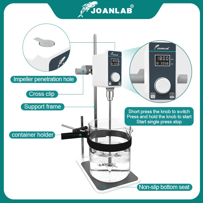 JOANLAB Official Store Mixer Lab Electric Stirrer Digital Display Overhead Stirrer Adjustable Height Lab Equipment 110V To 220V - KiwisLove
