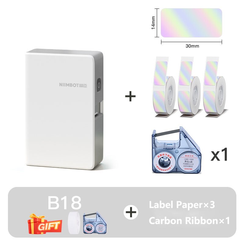Niimbot B18 Thermal Transfer Label Sticker Printer Mini Label Maker With Ribbon PET Papers For Commercial Household Storage - KiwisLove