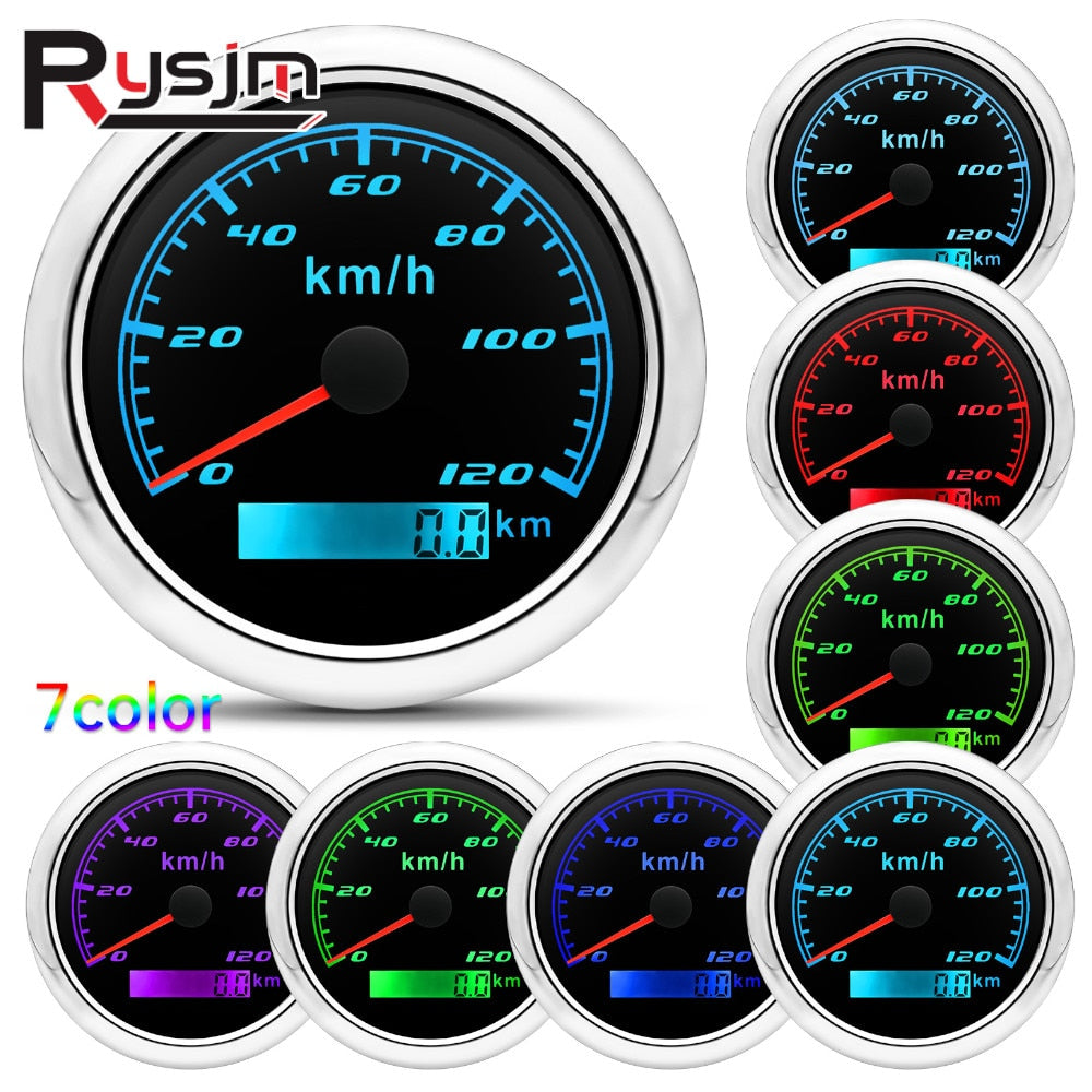 HD Waterproof 85MM GPS Speedometer Odometer 60kmh 120kmh 200kmh 300kmh With Speed Gauge Sensor GPS Antenna For Mairne Yacht Boat - KiwisLove